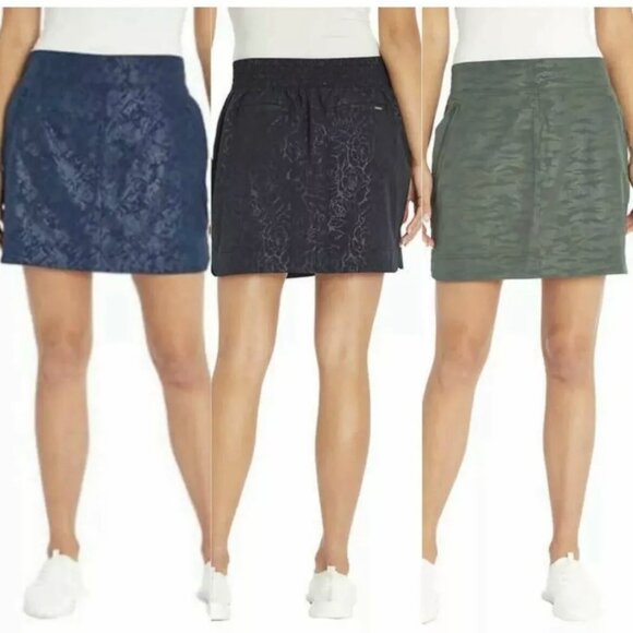 Orvis Women's Size L Blue Pull-on Travel Skort Shattered Glass Embossed Print - Picture 9 of 9